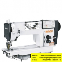 SM-333 máy móc xích Simon ,máy 3 kim móc xích điện tử cắt chỉ tự động ,có trợ lực ,motor liền trục